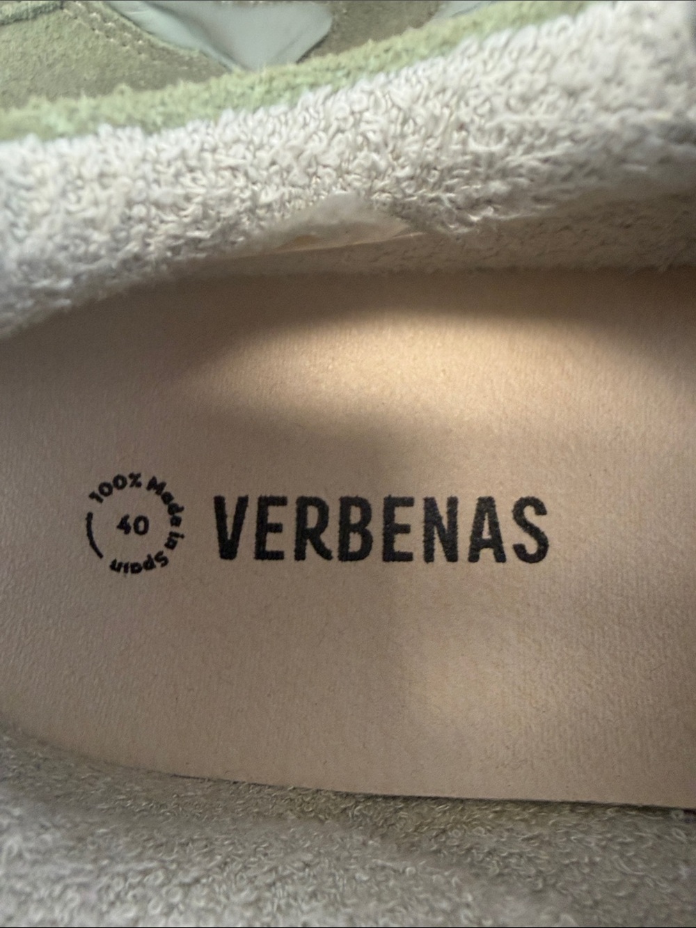 Verbenas Sora Olive Green Suede Leather Sneakers EU 40 US 9 Shearling Lined - Picture 2 of 5